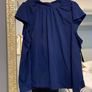 Navy Eloquii cap sleeve blouse